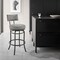 Armen Living Rees Swivel Counter or Bar Stool in Black Finish with Gray Faux Leather 840254333628 - alternate 4